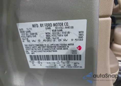 2012 Ford Escape Limited from USA, damaged, VIN 1FMCU0E75CKB27600